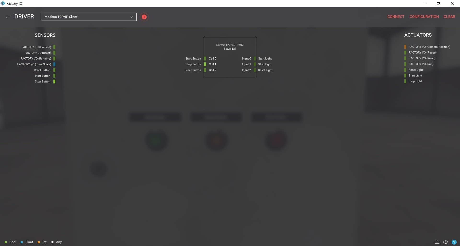 FactoryIO Configuration